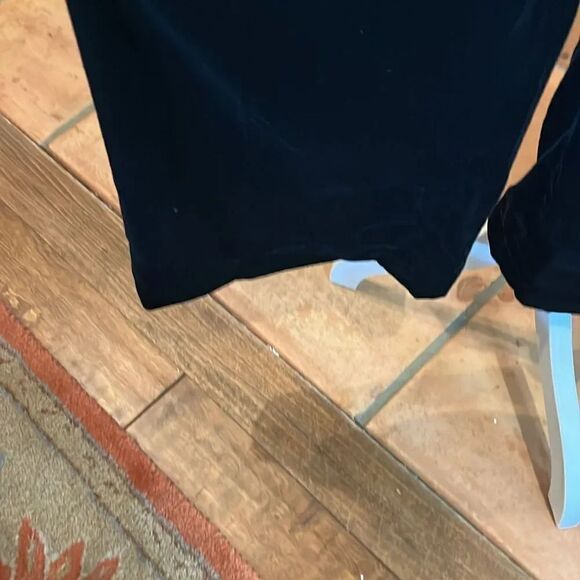 Zara Black Velvet Side Zip Wide Leg Pants, L - Picture 3 of 8